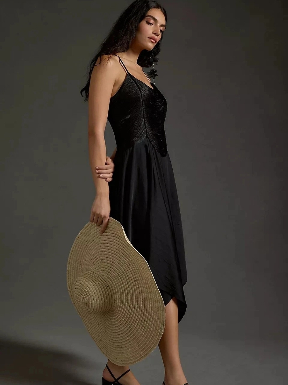 NWT Anthropologie Fringed Bodice Showstopper Black Midi Dress. Size 12 - Picture 4 of 9